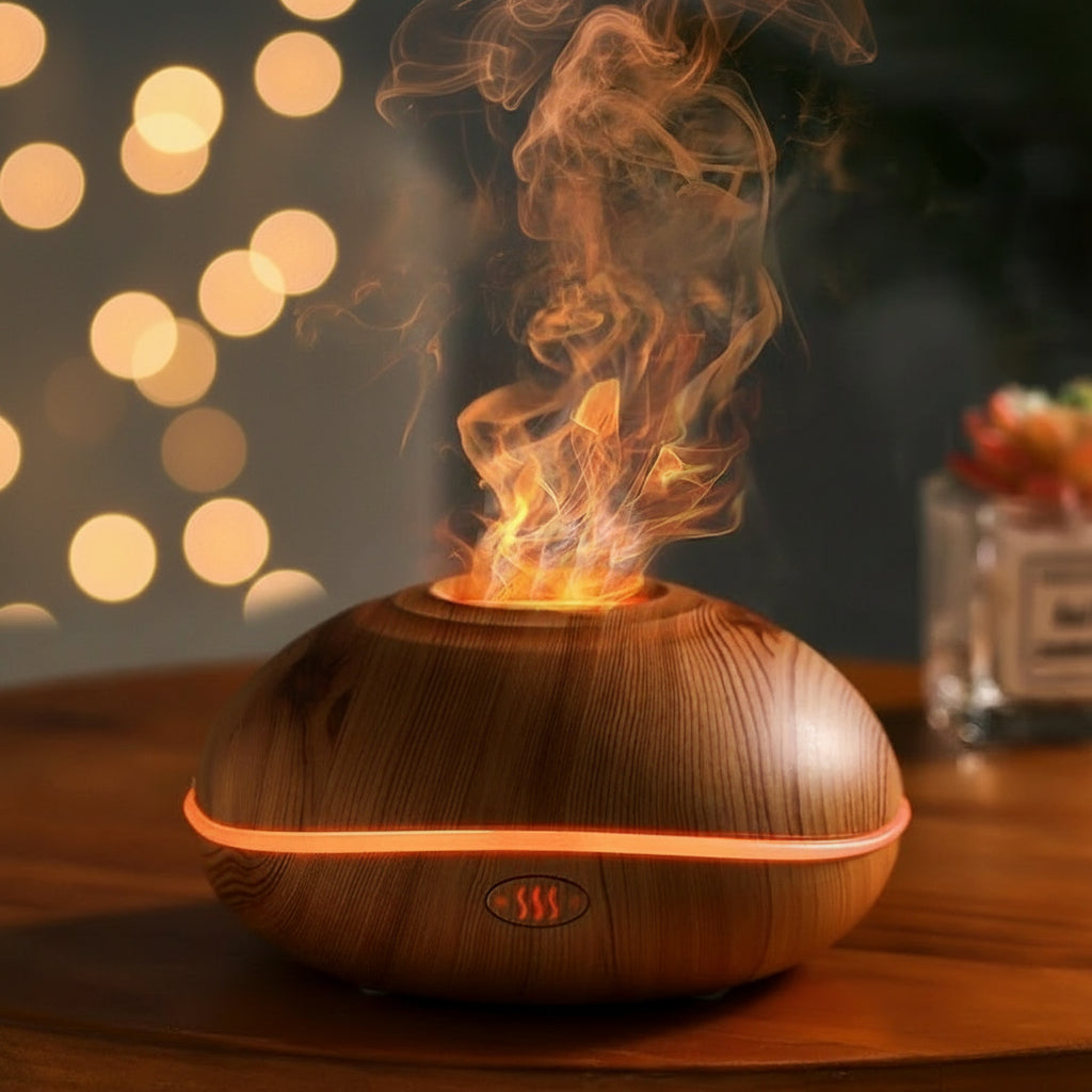 Diffuseur d’Arômes Flamme Bois – Zenova™
(Effet flamme • Design naturel • Brume apaisante)