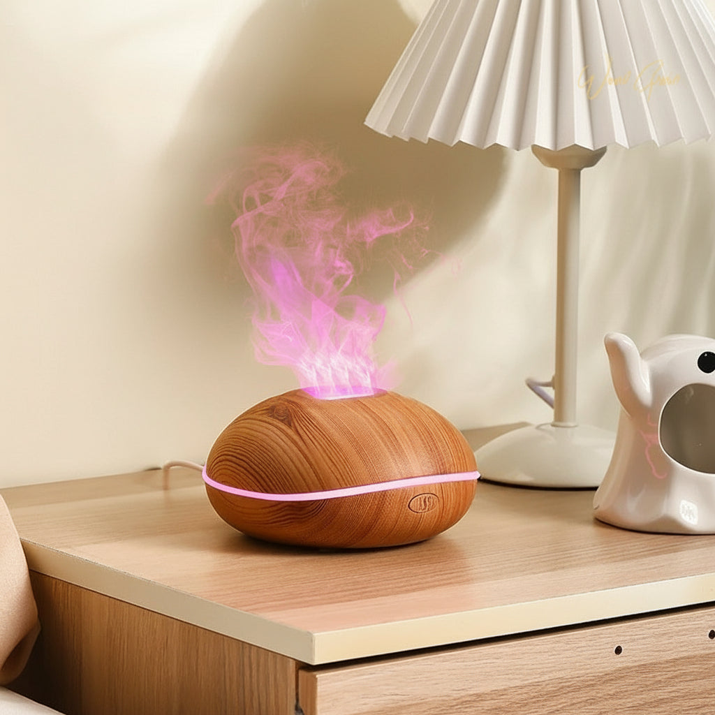 Diffuseur d’Arômes Flamme Bois – Zenova™
(Effet flamme • Design naturel • Brume apaisante)