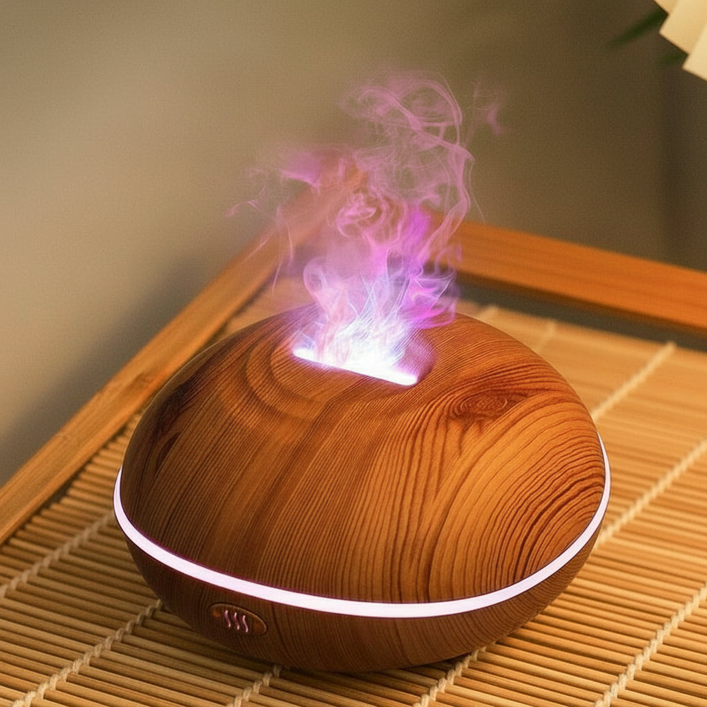Diffuseur d’Arômes Flamme Bois – Zenova™
(Effet flamme • Design naturel • Brume apaisante)