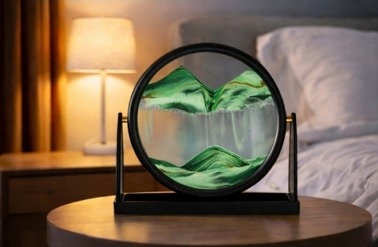 Sablier Hypnotique Zenova™ – Décoration Vivante en Sable 3D