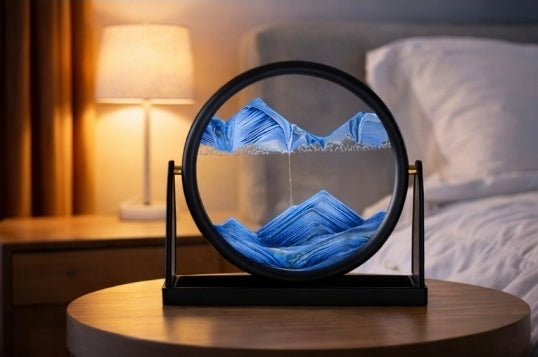 Sablier Hypnotique Zenova™ – Décoration Vivante en Sable 3D