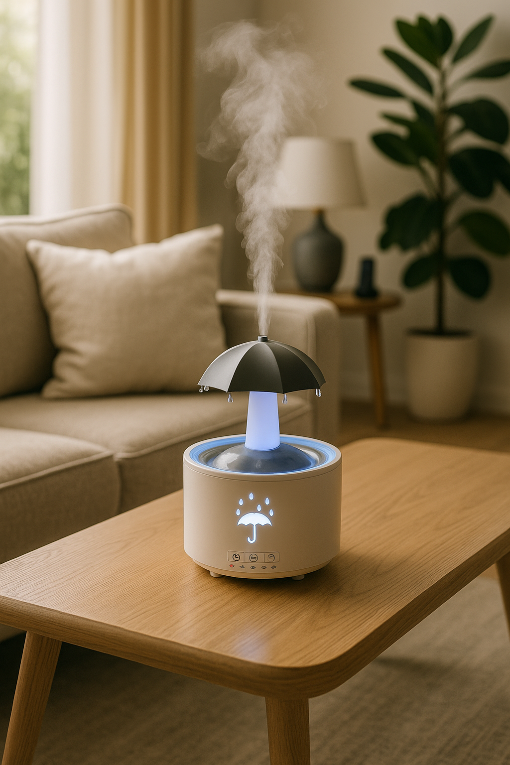 Humidificateur Parapluie Zenova® – Effet Pluie & Lumière Ambiance