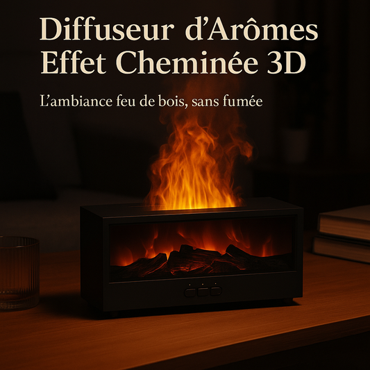 Diffuseur d’Arômes Effet Cheminée 3D – Zenova™
Flammes réalistes • Télécommande • Ambiance chaleureuse