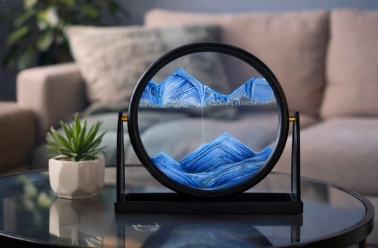 Sablier Hypnotique Zenova™ – Décoration Vivante en Sable 3D