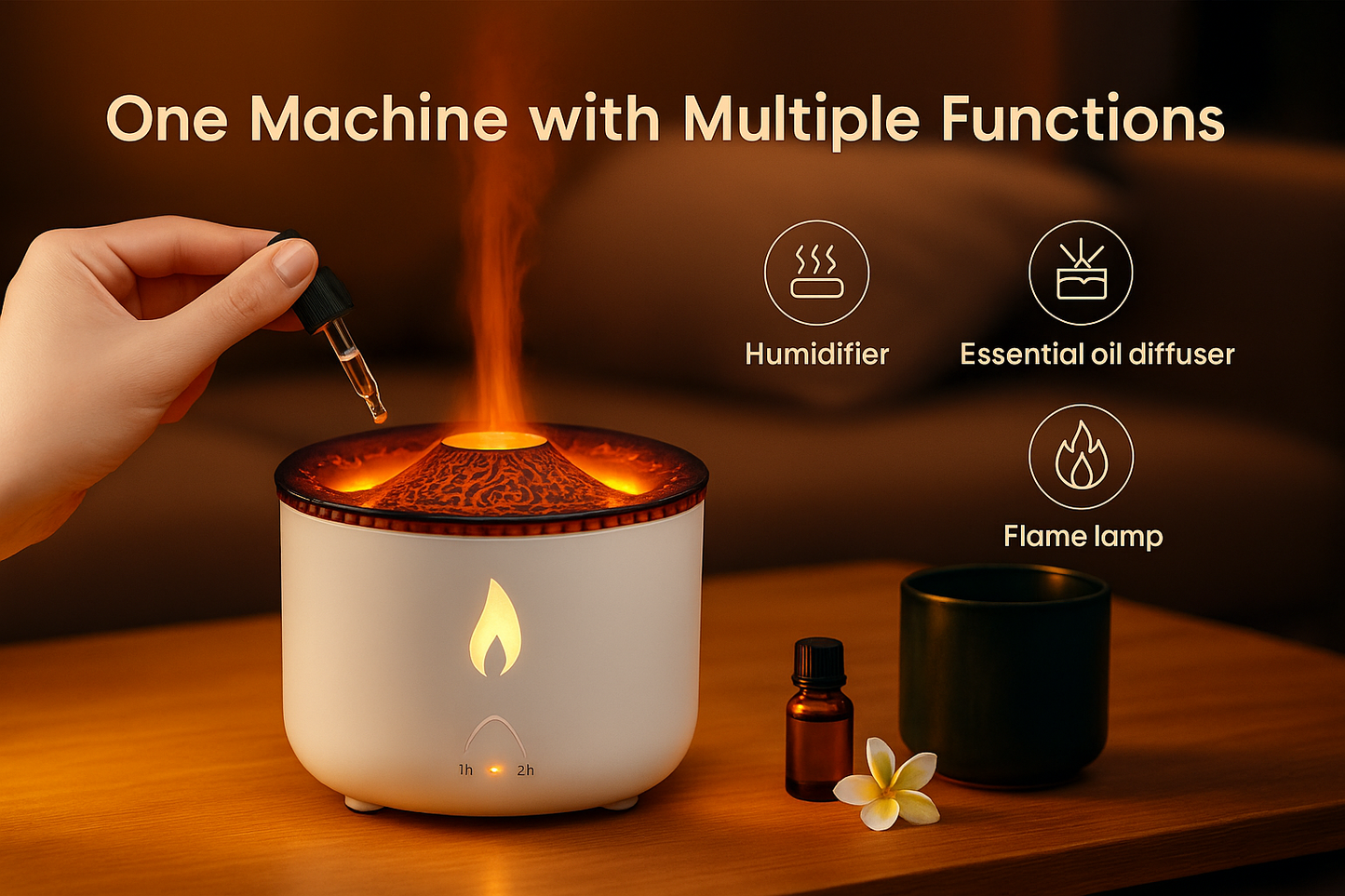 Zenova® FlameMist™ – Diffuseur Effet Flamme & Brume Relaxante